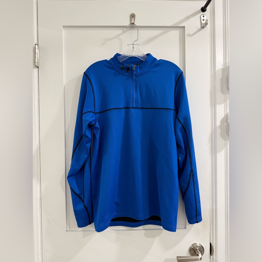 Under Armor Men’s blue 1/4 zip coldgear fitted long sleeve (read)